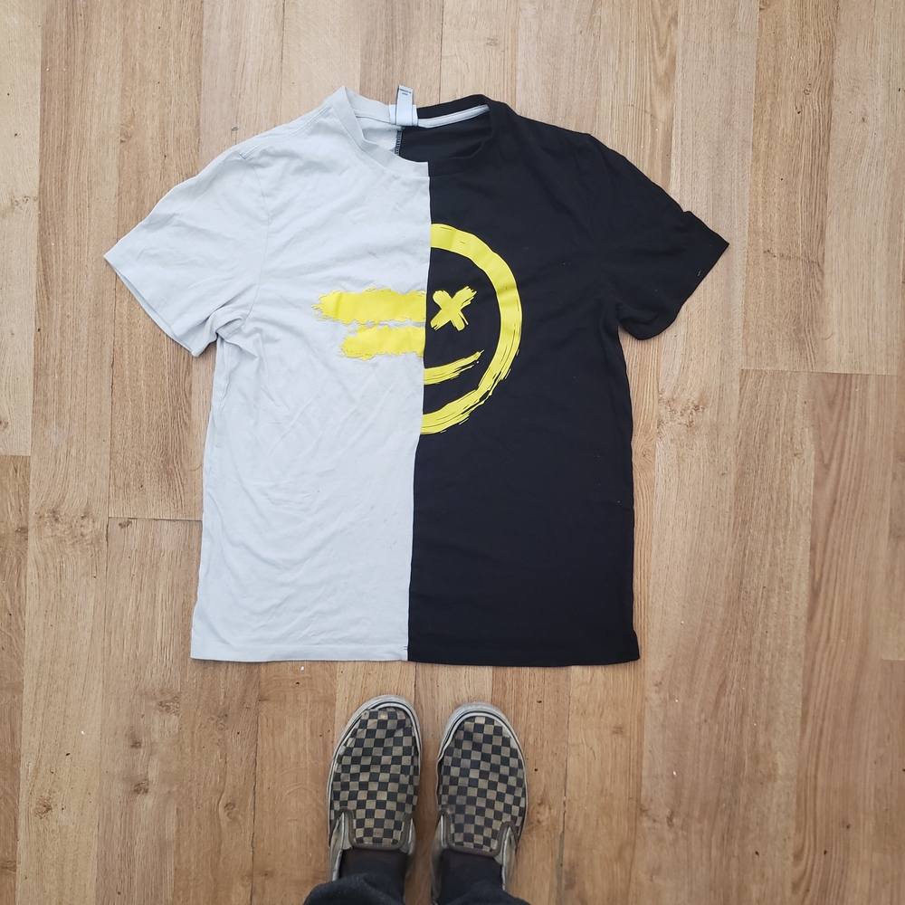 Urban Outfitters Two-Tone Tee with Yellow Graphic